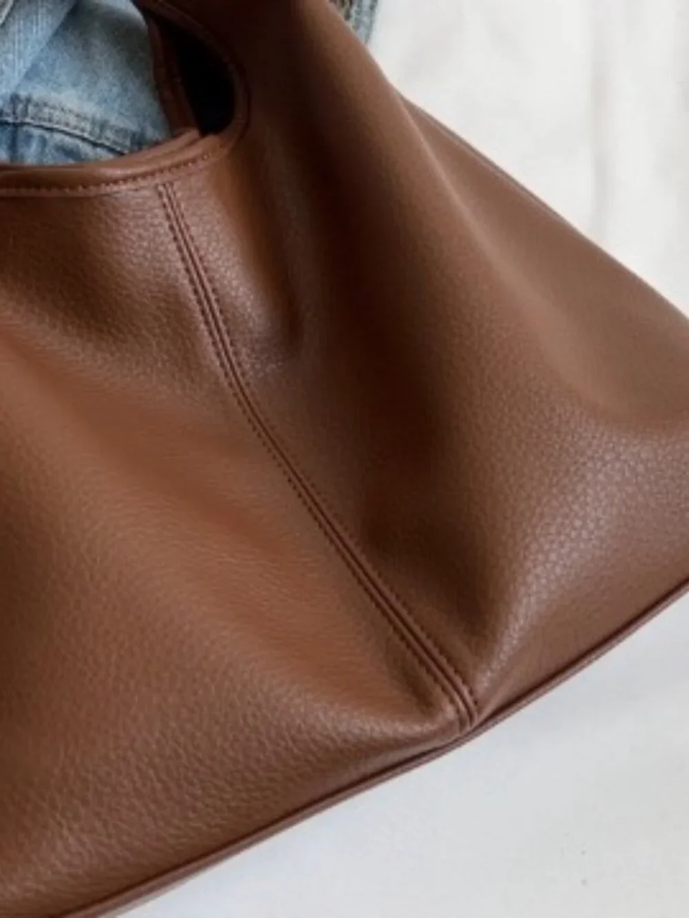 Slouchy Hobo Tote Bag Faux Leather Shoulder Purse 2pcs Work Handbags
